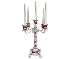 ROSYLINE Kerzenständer aus Metall, 43,2 cm hoch, Kerzenhalter mit 5 Armen, Antik-Bronze-Möbel-Kerzenhalter, Tafelaufsatz für Zuhause, Hochzeit, Party, 1 Stück rot