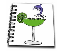 3D Rose Lustiger Delfin springt über Limette Margarita Glas Mini Notizblock