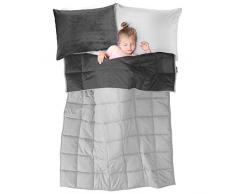 Nestl Bedding Wendedecke aus Plüsch, Mikrofaser/Baumwolle, Kinderdecke, 3-teilig 3PC - 10LB 41x60 Grau/Hellgrau