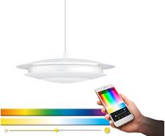 EGLO connect LED Pendelleuchte Moneva-C, 1 flammige Hängelampe, Hängeleuchte aus Stahl und Kunststoff in weiß mit Farbtemperaturwechsel (warm, neutral, kalt), RGB, dimmbar, Ø 40,5 cm