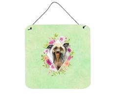 Carolines Treasures Chinesischer Schopfwappen, grüne Blumen, Türaufhänger, Wanddekoration, mehrfarbig