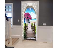 Fymural 3D Türtapete Wandaufkleber Altstädte für Heimdekoration, Selbstklebende Vinyl, ablösbare Retro-Tür-Aufkleber, 30,3 x 78,7 cm Mt032