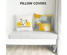 WINICE Kissenbezug, dekorativer Kissenbezug, Baumwoll-Leinen, Kissenbezüge für Sofas, Couch, Bett und Auto, 45,7 x 45,7 cm, 4er-Set Small Gelbe Fahrrad, 2 Stück.