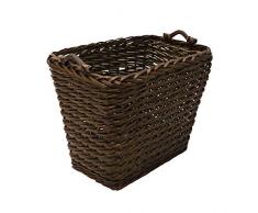 JVL Holzkorb, vertikal, geflochten, rechteckig, mit Holzgriffen, Braun