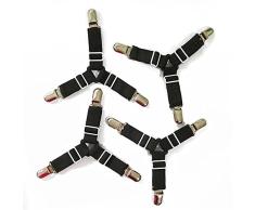 gtopart 91,4 cm zu 200,7 cm verstellbar 4 Triangle Design Metall Clip Bett Straps/Greifer/Riemen/Halterung/Verschluss für Bed Sheet, Nylon, schwarz, Einheitsgröße