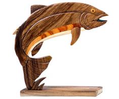 Old Glory Rainbow Trout Figur Holz Handarbeit