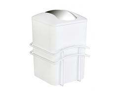 Wenko 22816100 Schwingdeckeleimer Classic Plus in Stahl/PP, Weiß, 14 x 17.5 x 22 cm