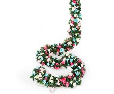 Miracliy 8 x 167 m Blumengirlande, künstliche Rosenranke, zum Aufhängen, Rose, Efeu, Haus, Hotel, Büro, Hochzeit, Party, Garten, Handwerk, Kunst-Dekor (Pink+Blau)