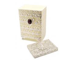 Sehamano Antik Rechteckiger Abfalleimer, Vintage-Dekoration, Kleiner Mülleimer, klassischer Mülleimer für Waschtisch, Schlafzimmer, Küche, Puderzimmer, Zuhause, Büro, Mülleimer Silver (Shiny Silver)