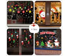 ZQQ 194 Stück Weihnachten Schneeflocke Fenster Dekorationen Weiß Weihnachtskugeln Glocken Winter Wunderland Weihnachten Party Aufkleber Ornamente für Urlaub Feier Frohe Weihnachten 6 Blatt Englisch weiß