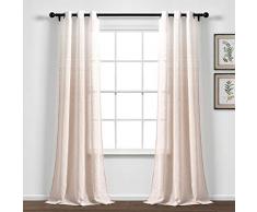 Lush Decor, Blush Ombre Streifen Ösen durchscheinend Fenster Vorhang Paneel Paar, 213,4 x 96,5 cm beige