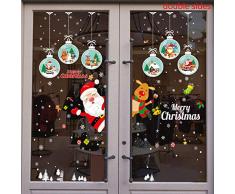 AgeXinjo Statische Schneeflocken Fensteraufkleber, DIY-Aufkleber, Weihnachts-Winter-Wunderland, Weihnachtsmann, Schneemann, Rentier, Dekoration, Party-Zubehör für Vitrinen, Fenster, Glastüren ... Santa und Elk-1