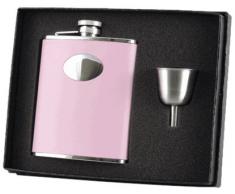 Visol Carly- Leder Edelstahl Flachmann Und Trichter Geschenk Set, 6-Ounce, Pink