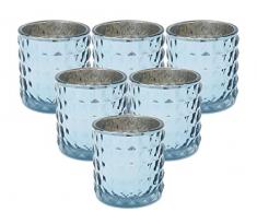 Ms Lovely Teelichthalter mit Nieten, groß, 15,2-7,6 cm hoch hellblau