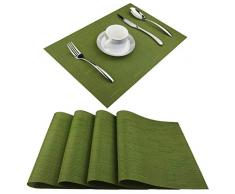 BeChen Tischsets, waschbar, leicht zu reinigen, gewebtes Vinyl, Tischsets für Esstisch, 4 Stück, Orange 4pcs A-sage Green