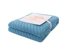 Adory Sweety Decke aus 100% Baumwolle, atmungsaktiv, für Bett und Couch/Sofa, 127 x 152 cm, als Geschenk mit Wäschesack 50x60in seeblau