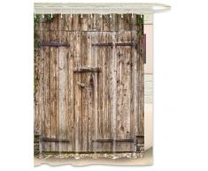 foog Duschvorhang Barn Plateau Peep Toe Badewanne Dusche Vorhang Holz Stoff Vorhang, wasserdicht, mit Duschvorhang Haken, blau