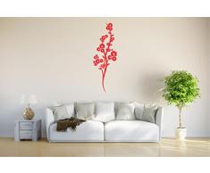 INDIGOS Wandtattoo/Wandsticker-d198 schöner Blumenstrauß Ranke Blüten Pflanze Tribal 160x53 cm- rot, Vinyl, 160 x 53 x 1 cm