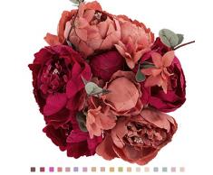 EZFLOWERY Künstliche Pfingstrosen Seidenblumen, Blumenstrauß für Hochzeit, Tischdekoration für Zimmer, Party, Zuhause, Elegante Vintage, perfekt für Frühlings- und Sommer-Partys und Anlässe rot