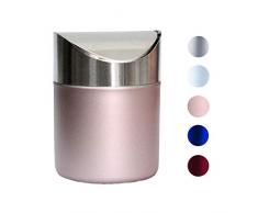 Kingchilla Mini Mülleimer mit Deckel, gebürsteter Edelstahl, klein, klein, Mini-Mülleimer, Mini-Aufsatz-Mülleimer für Schreibtisch, Auto, Büro, Küche, Schwingdeckel, 1,5 l grün