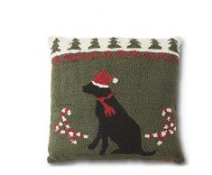 K&K Interiors 53530B Hundekissen mit schwarzem Hund, quadratisch, 38,1 cm, Grün