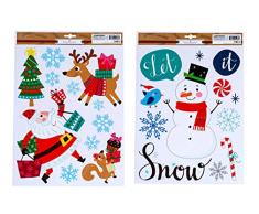 The Happy Holiday Weihnachts-Fensterdekoration – wählen Sie Stil – Weihnachtsdorf, Weihnachtsmann, Rentiere, Schlitten, Schneemann, Elfen, Pinguine oder Schwarz und Gold Weihnachtsmann und Schneemann