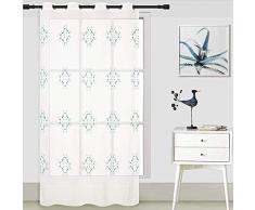 ForenTex Vorhang Bestickt L-0580 Florales Dekoschal für Fenster/Türen, Polyester, Perlen, 145 x 260 cm