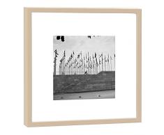 COGNOSCO RH-27-B100 Fotografie im Holzrahmen: Neue Messe Fotodruck-Format 27 x 27 cm-Rahmenfarbe beige-Hochwertiges Wandbild, Geschenkidee oder Souvenir aus Leipzig, Holz, Schwarz-Weiß, Rahmen