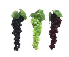 TEYOMI 3 Bündel künstliche Trauben Simulation Frucht Kunststoff lebensecht für Haus Küche Pub Dekoration Schrank Ornament 3 Farben (36 Kerne) One Size B