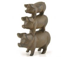 gestapelt Pig Trio Garten Skulptur, aus Gusseisen mit Rost-Finish, Bluetooth, Türstopper