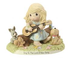 Precious Moments Girl Playing Guitar with Animals Figurine Figur, Porzellan, Mehrfarbig, One Size