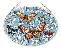 Amia Mariposa Schmetterlinge Glas Oval Suncatcher