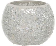 Maturi Teelichthalter aus zerbrochenem Glas mit Mosaik, Silber, 8 x 7.5cm