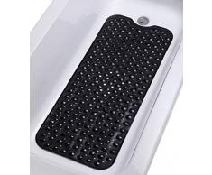 TIKE SMART Badewannenmatte, PVC, rechteckig, Vinyl, Schwarz - Opaque Black, Twin XL