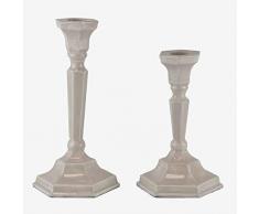 Better & Best Set mit 2 Kerzenleuchtern 1 Stumpenkerze, Maße groß: 9 x 9 x 20 klein: 9 x 9 x 16 cm, Material: emailliertes Metall
