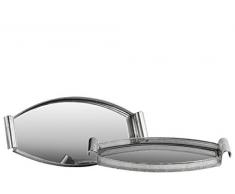 Urban Trends Elliptisch Tablett mit Spiegel Oberfläche und Griff durchbrochen Metall Finish (Set von 2), Silber