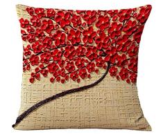 CHEZMAX Ölgemälde Home Dekorative Baumwolle Leinen Überwurf Kissenbezug Kissen Case Square pillowslip für Diwan Diwan rot floral 45,7 x 45,7 cm