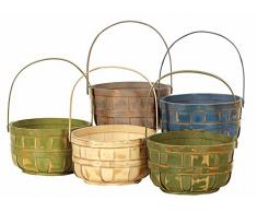Napco Holzkorb mit Henkel, dekorativer Bushel-Stil, Farbe variiert, 15,2 cm, 15,2 cm
