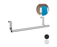 Relaxdays Handtuchhalter für Tür & Schrank, zum Einhängen, Edelstahl, Handtuchstange ohne Bohren, Küche & Bad, silber