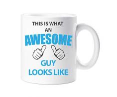 60 Second Makeover Limited 60SECMUG487 Tasse mit Aufschrift „60 Second Makeover This Is What An Awesome Guy Looks Like“, Geschenk für Geburtstag, Weihnachten, keramik, weiß