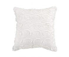 Croscill Liana Allover Texturierte Blumen-Applikation, Bestickt, modisches Kissen, 16 x 16 cm, 100 % Baumwolle, Weiß