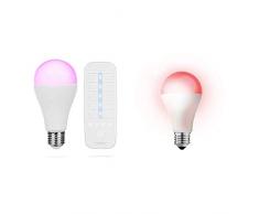 Smartwares Smart Home Pro | E27 Farb LED Lampe & Fernbedienung, stufenlos einstellbar & dimmbar | Funkleuchtmittel | weiß + Smartwares Smart Home Pro | E27 Farb LED Lampe | mehrfarbig