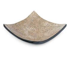 NOVICA Dekorativer Tafelaufsatz aus Mangoholz und Eierschalen, Mosaik, Beige, „The Living Earth“
