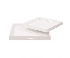 Howard Elliott 83023 Lack quadratisch Holz Tablett Set, schwarz, weiß, Quadrat