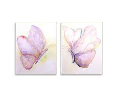 Stupell Industries Mädchen Glam Schmetterlingsflügel Lila Gold Aquarell Design von Leticia Herrera Wandkunst, 2 Stück, je 40,6 x 50,8 cm Wandtafel 2pc, each 10 x 15 Wandschild