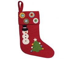 Creative Co-op Wollfilz Schneemann und Weihnachtsstrumpf, Rot