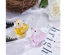 HDCRYSTALGIFT Kristall-Figur, Vogelmotiv, Briefbeschwerer, Tischdekoration, 2 Stück Pink&Yellow