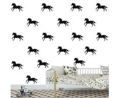 Melissalove SA525 Wandtattoo, Pferdedesign, Vinyl, für Kinderzimmer, Wohnzimmer, Tapete, abnehmbar, 32 Stück schwarz