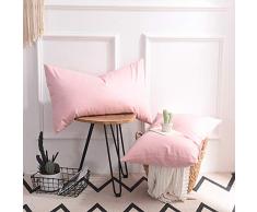 TAOSON 100% Baumwolle Fadenzahl 300 Weiß Chevron Zig Zag Voller Länge Reißverschluss Körper Kissen Fall Nur Cover Kein Einsatz 53,3 x 137,2 cm King - 2 Pack Rose