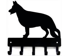 Das Metall Hausierer Deutscher Schäferhund # 1 Schlüssel Rack/Hund Leine Kleiderbügel mit 5 Haken Casual Small 6 inch wide schwarz